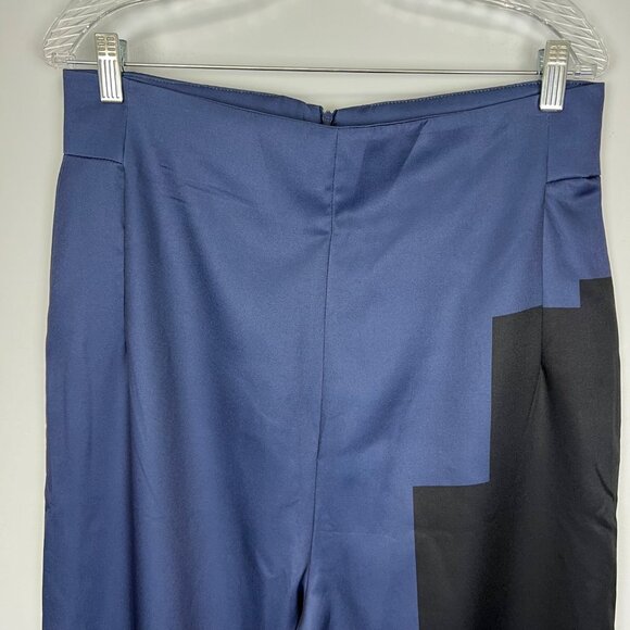 Koandaily Womens Pixel Print Pants High Waisted Blue Gray Colorblock size 12 - Picture 2 of 10